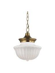 Dutchess 1-Light Medium Pendant in Aged Brass.